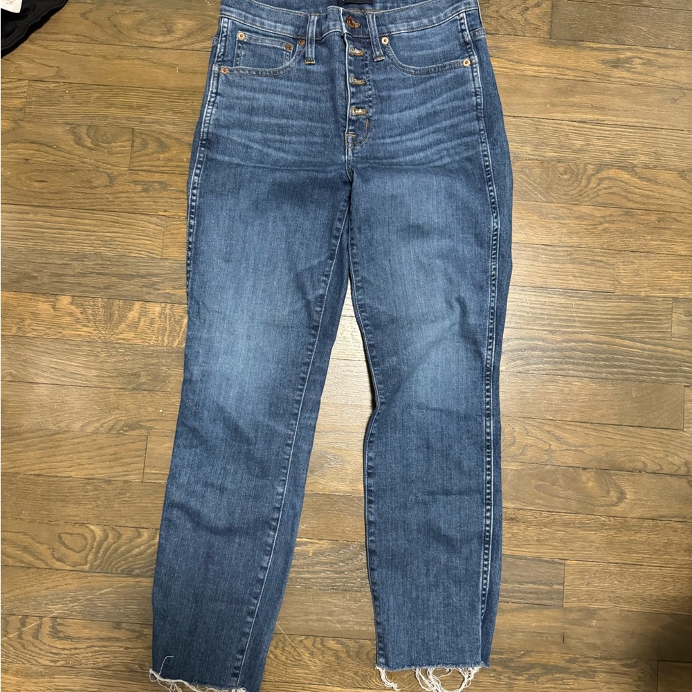 JCREW Vintage Straight Button Front Med Blue Denim